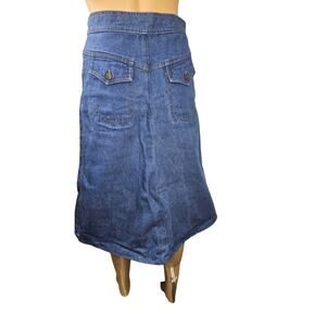 1970s Blue Denim A Line Jean Skirt Upcycled Jeans 100% Cotton Size 11 Juniors